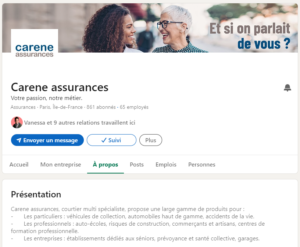 copie-écran de la page entreprise sur linkedin